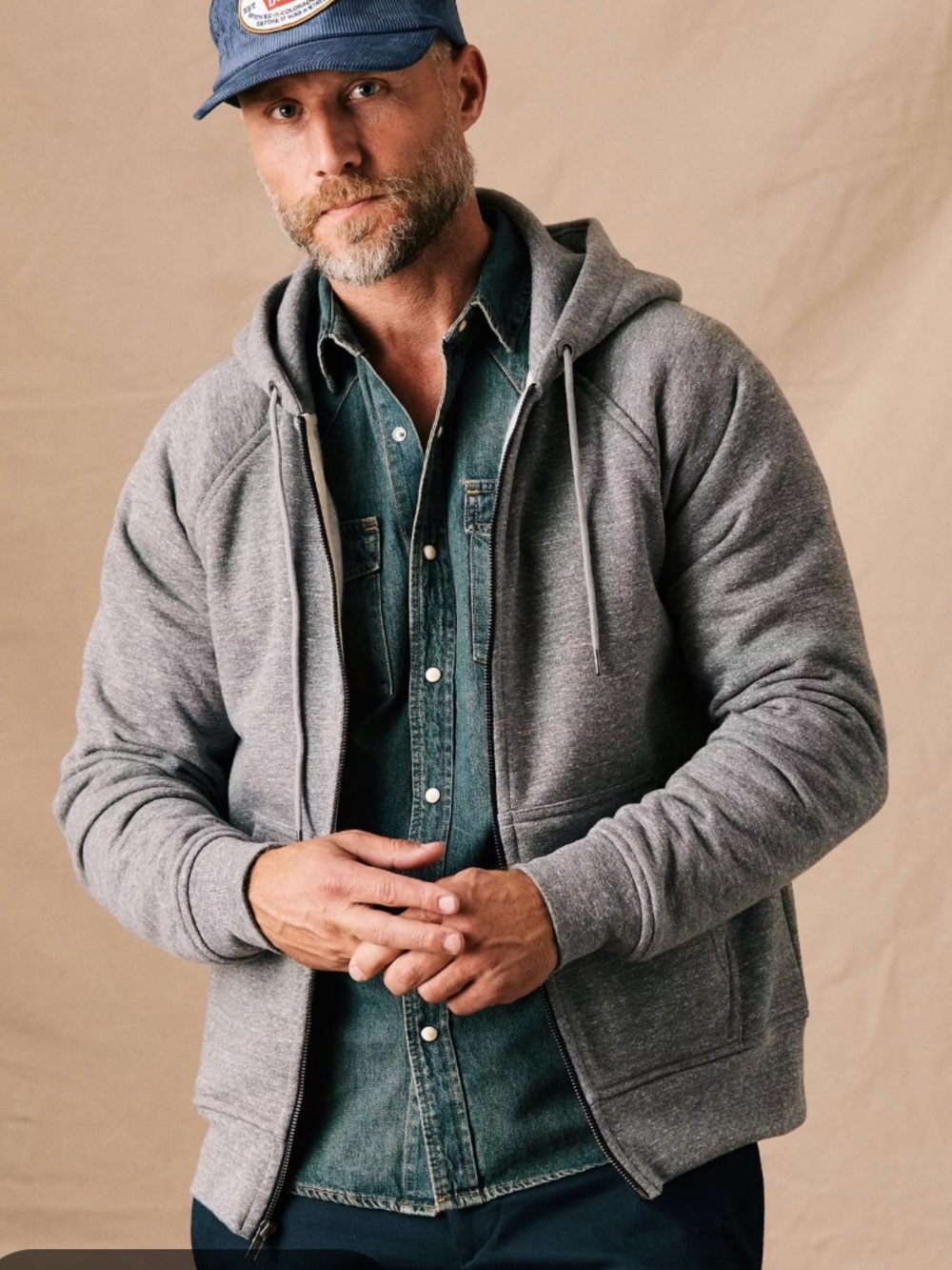 NWT Huckberry Flint and Tinder 10 year Full-Zip Hoodie heather gray new